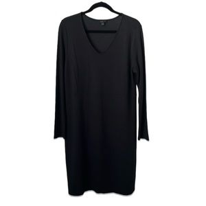 J Jill Wearever Collection Women’s Black Ribbed Long Sleeve V Neck Dress Size M